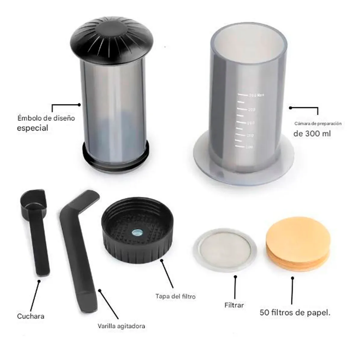 Cafetera Aeropress Icafilas | Prensa de Café Manual 240 ml - Imagen 4